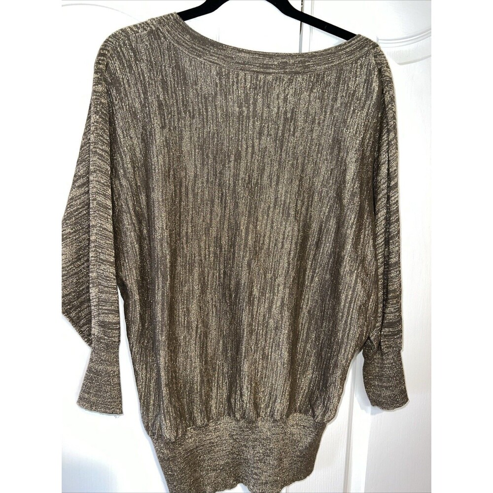 APT. 9 Metallic Gold Beige 3/4 Sleeve Scoop Neck Women Top XL Lightweight Career - Picture 7 of 15